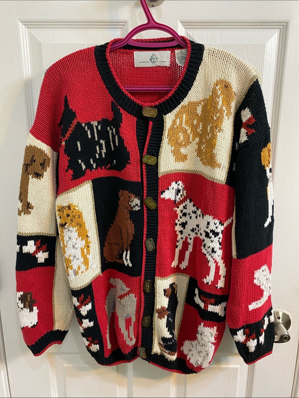 DESIGN OPTIONS By Philip & Jane GordoN Christmas Dogs Sweater Cardigan Medium